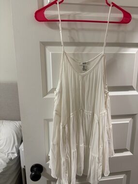 Flowy White Sheer Tiered Spaghetti Strap Tunic